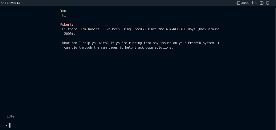 Robert responding to a simple greeting