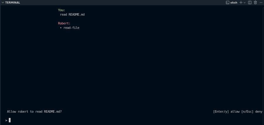 Robert asking for confirmation before reading a file